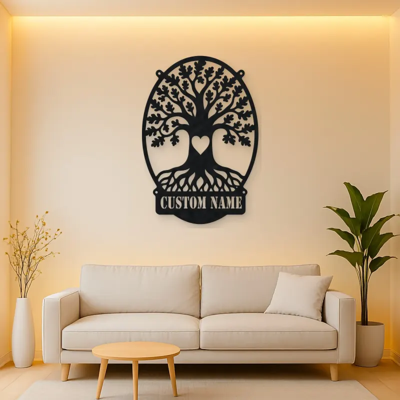 Personalized Oak Tree Metal Wall Art with Heart