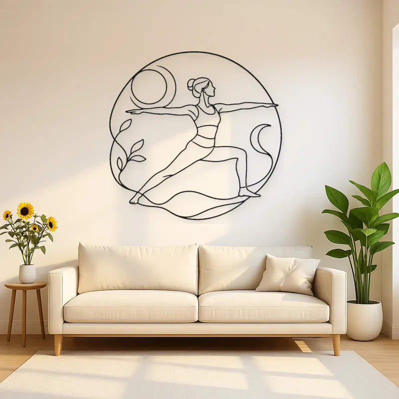Peaceful Warrior Curve Metal Wall Art | Yoga and Meditation Wall Decor