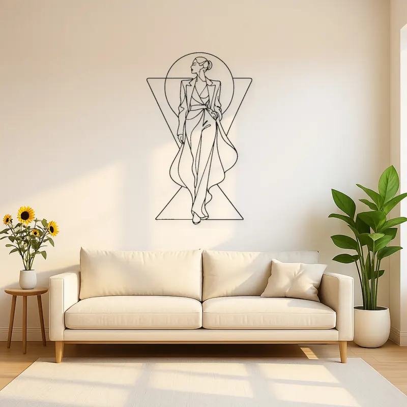 Geometric Runway Muse Metal Wall Art | Fashion Figure Wall Decor