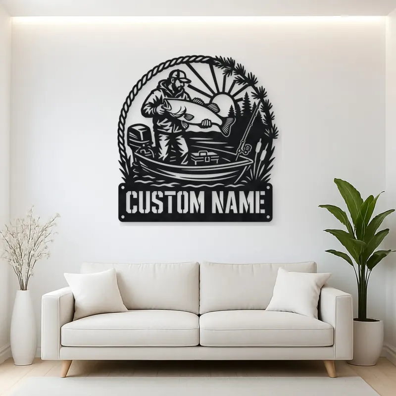 Personalized Fisherman Big Catch Boat Metal Wall Art