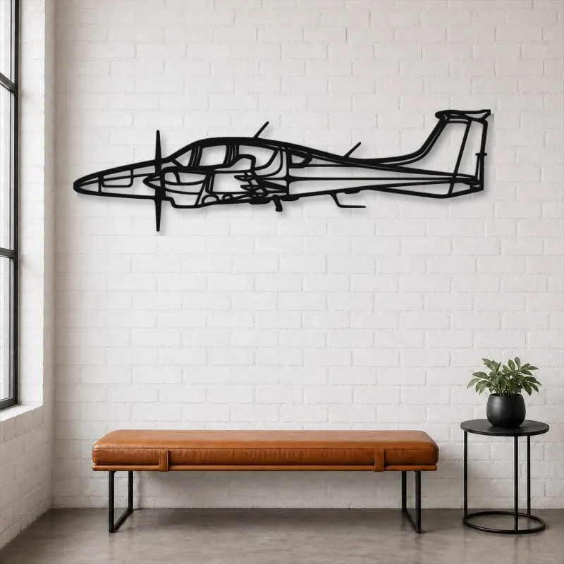 Silhouette d'avion DA62 en métal, Décoration murale aéronautique