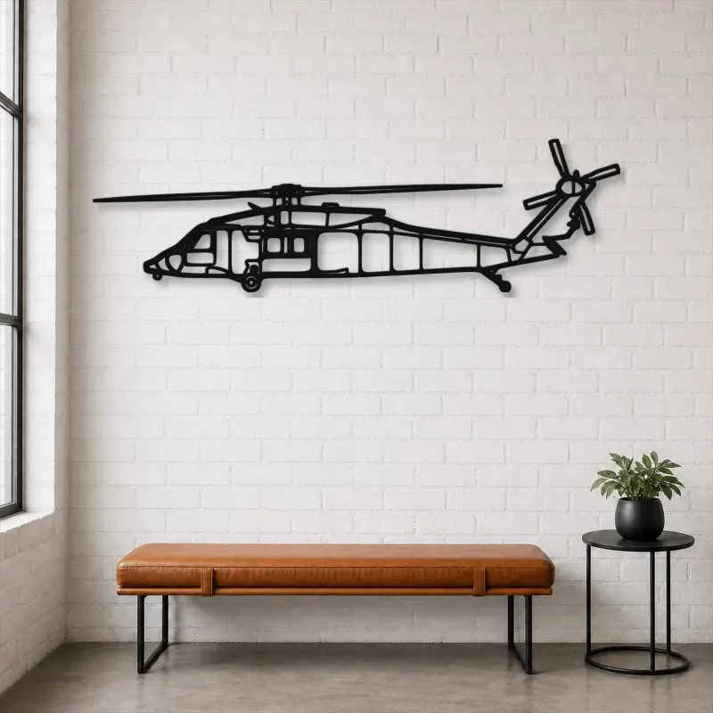 Silhouette d'avion HH-60M en métal, Décoration murale aéronautique