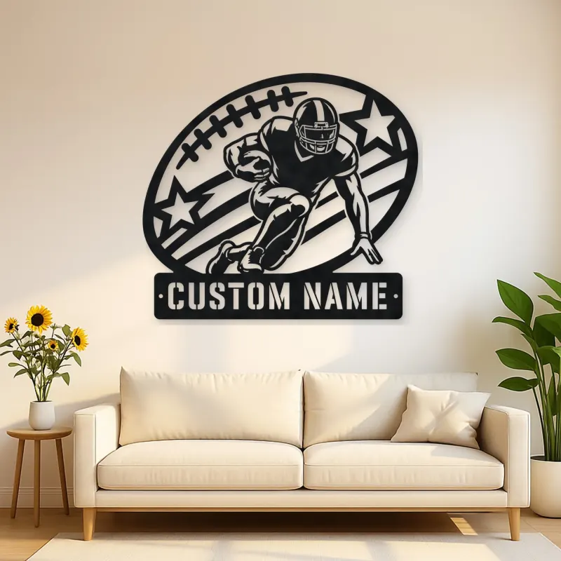 Personalized Running Back Stars and Stripes Metal Wall Art