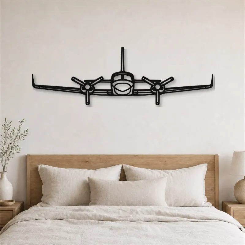 Silhouette en métal d'avion 421C Front, décoration murale en métal, décoration aéronautique, cadeau pour pilote