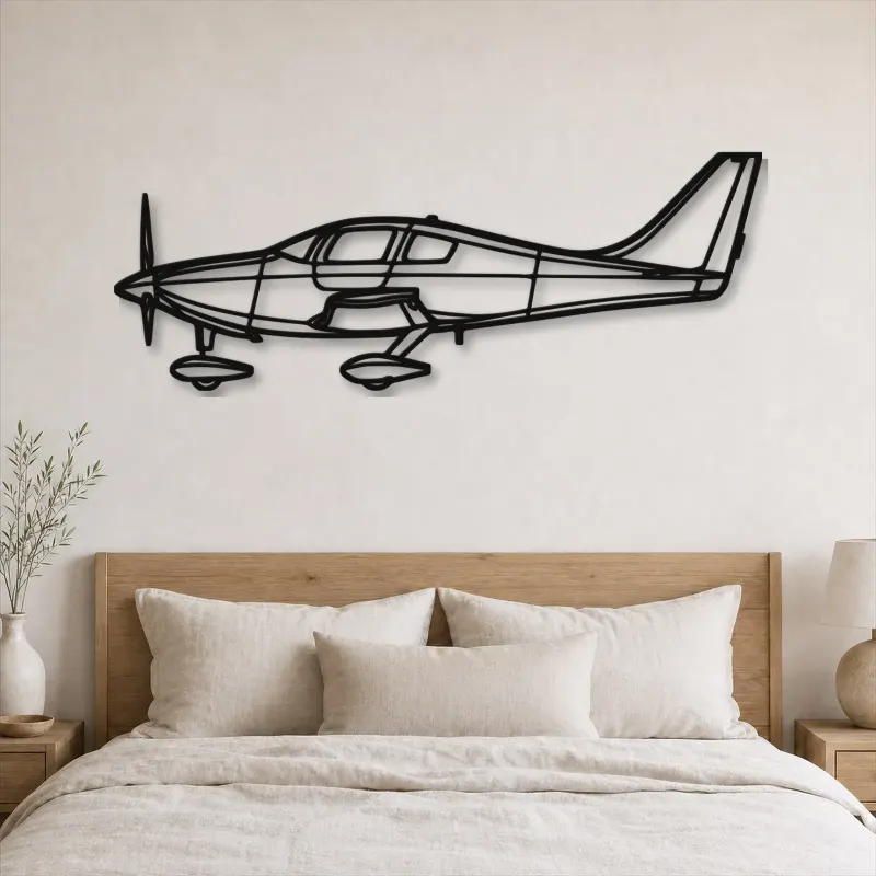 Insegna in metallo silhouette dell'aereo Columbia 350, Silhouette di aerei in metallo, Decorazione murale aviazione, Decorazione per aviatori