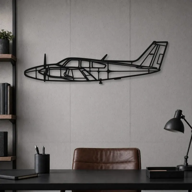 Silhouette d'avion en métal 95-B55 Baron, Décoration murale aéronautique