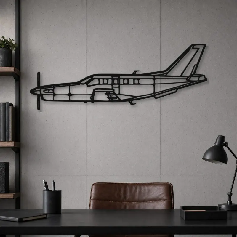 Insegna in metallo silhouette aereo TBM 700B, Silhouette aereo in metallo, Decorazione murale aviatore