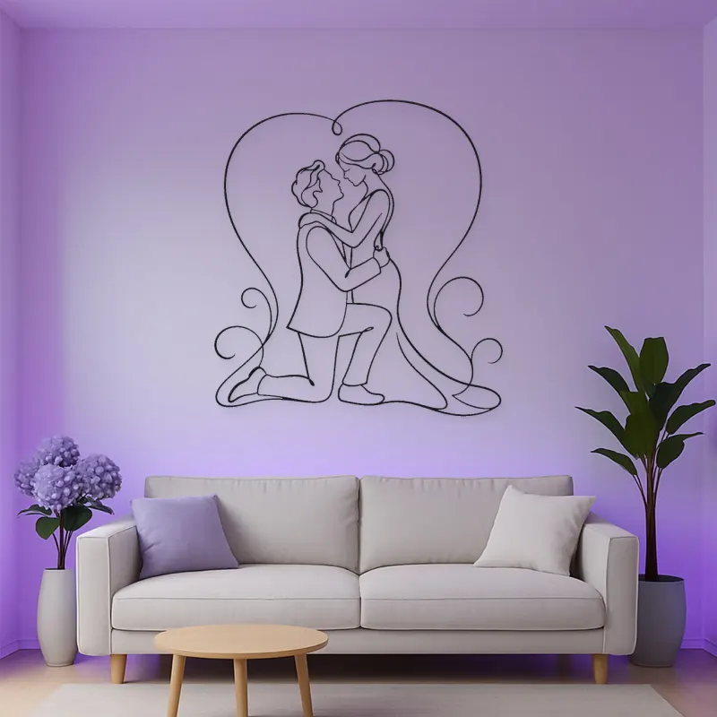 Proposal Kneel Pair Metal Wall Art | Romantic Couple Decor