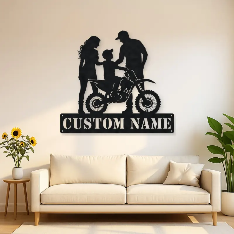 Personalized Mini Dirt Bike Family Metal Wall Art