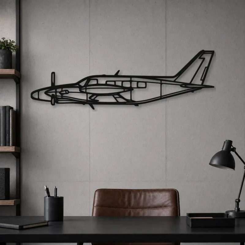 Silhouette d'avion PA-31T Cheyenne en métal, Décoration murale en métal, Décor aéronautique, Décor d'aviation