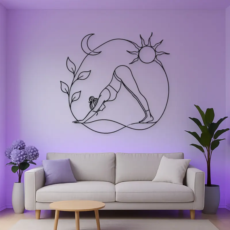 Downward Dog Line Metal Wall Art | Yoga and Meditation Wall Decor