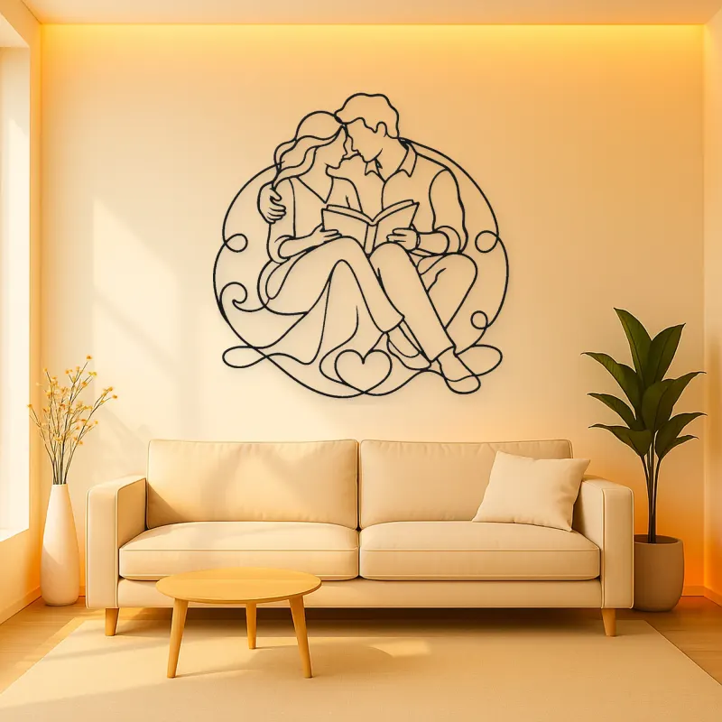 Shared Book Couple Metal Wall Art | Romantic Couple Decor