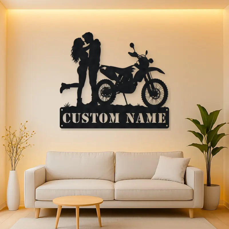 Personalized Dual Sport Motorcycle Couple Metal Wall Art