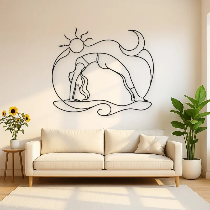 Garland Pose Grounded Metal Wall Art | Yoga and Meditation Wall Decor