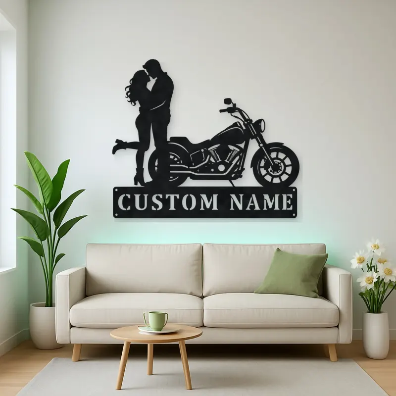 Personalized Cruiser Couple Metal Wall Art with Lifted Heel