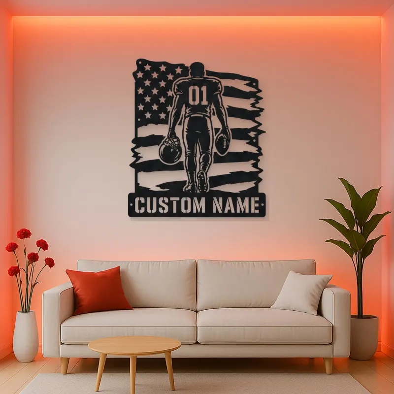 Personalized Number 01 Football Player Flag Metal Wall Art