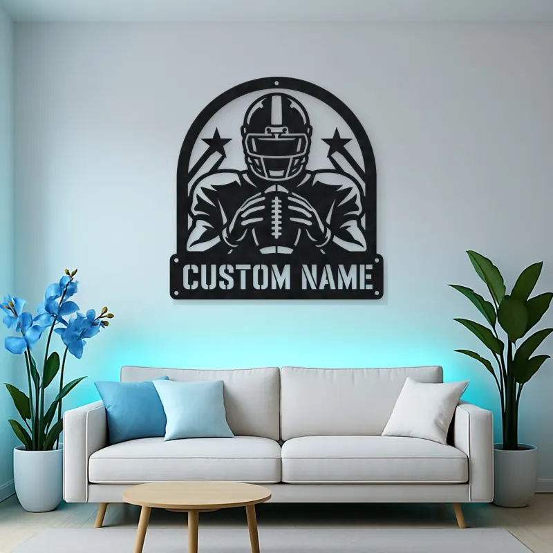 Personalized Football Player Rising Stars Metal Wall Art
