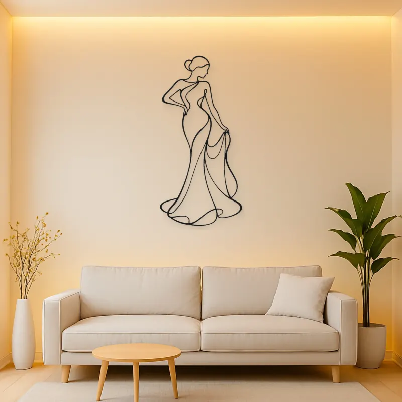 Standing Drape Twist Metal Wall Art | Feminine Figure Wall Decor