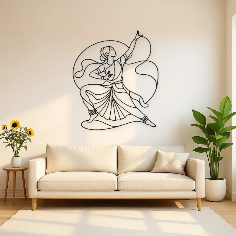Bharatanatyam Pose Metal Wall Art | Dance Silhouette Wall Decor