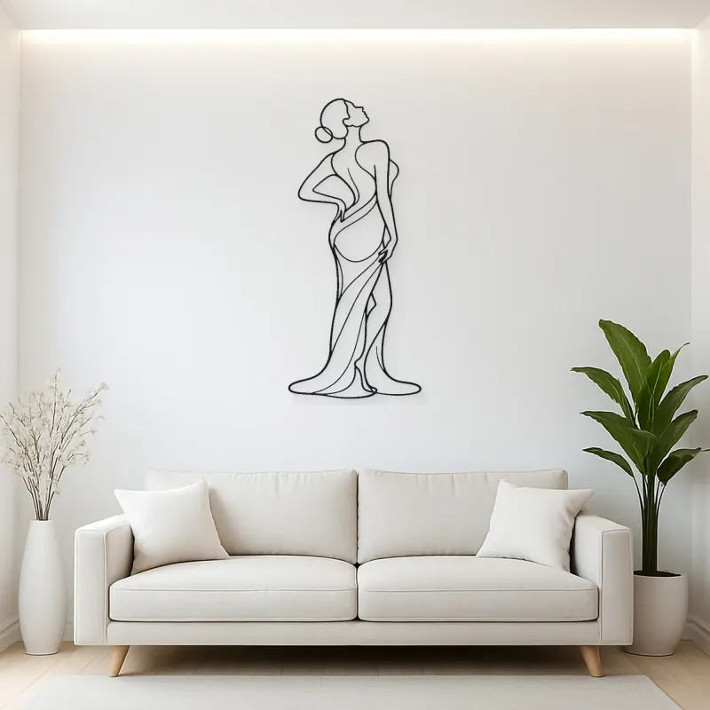 Curved Spine Figure Metal Wall Art | Feminine Figure Wall Decor