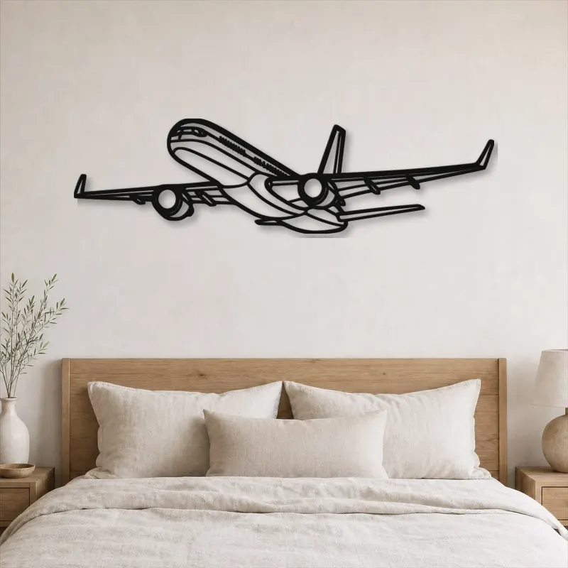 Silhouette d'avion en métal 757-200 Angle, décoration murale en métal, décoration aéronautique, cadeau pour pilote