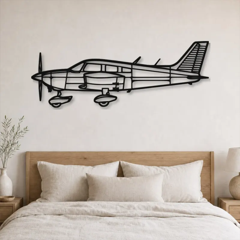 Silhouette d'avion PA-28-180 Cherokee Archer en métal, Décoration murale en métal, Décor aéronautique, Décor d'aviation