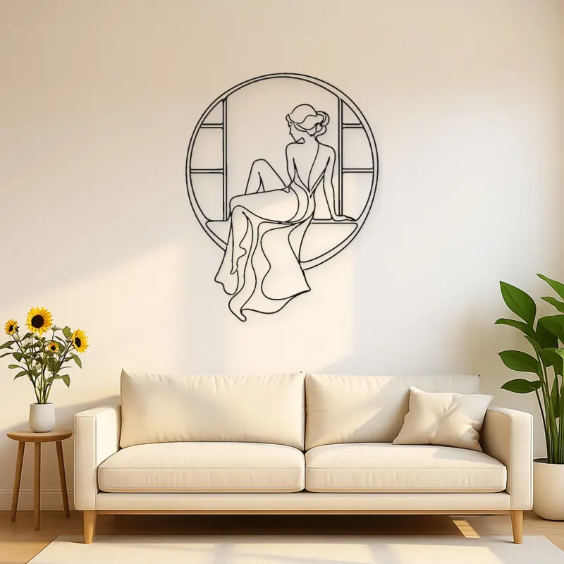 Quiet Window Muse Metal Wall Art | Feminine Figure Wall Decor