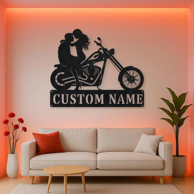 Personalized Chopper Couple Metal Wall Art