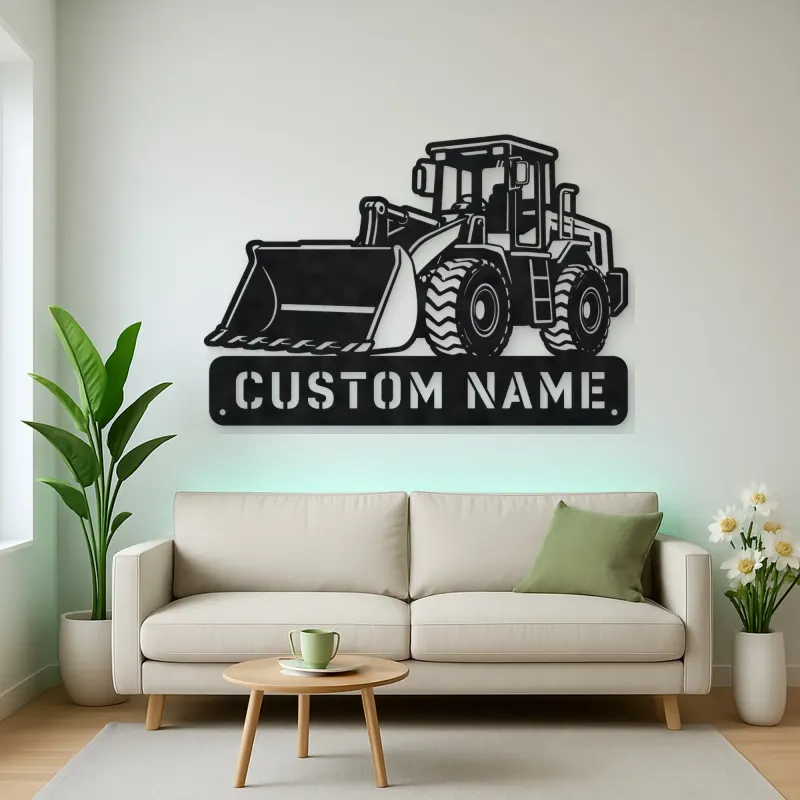 Personalized Compact Wheel Loader Low Bucket Metal Wall Art