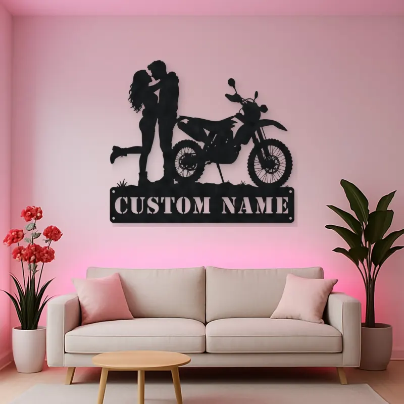 Personalized Dual Sport Motorcycle Couple Metal Wall Art