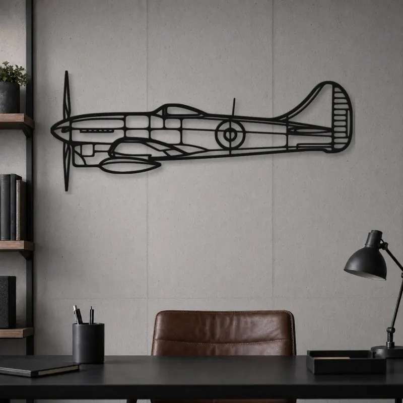 Insegna in metallo silhouette aereo Tempest Mk V, Silhouette aereo in metallo, Decorazione murale aviatore