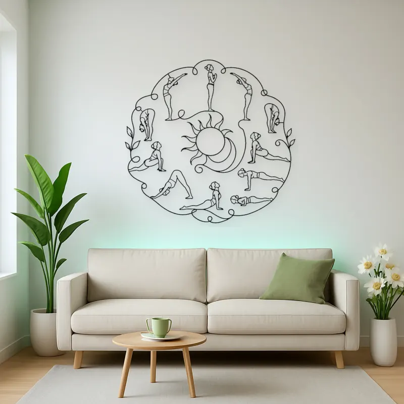 Sun Salutation Flow Metal Wall Art | Yoga and Meditation Wall Decor