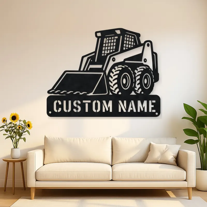 Personalized Compact Skid Steer Loader Metal Wall Art