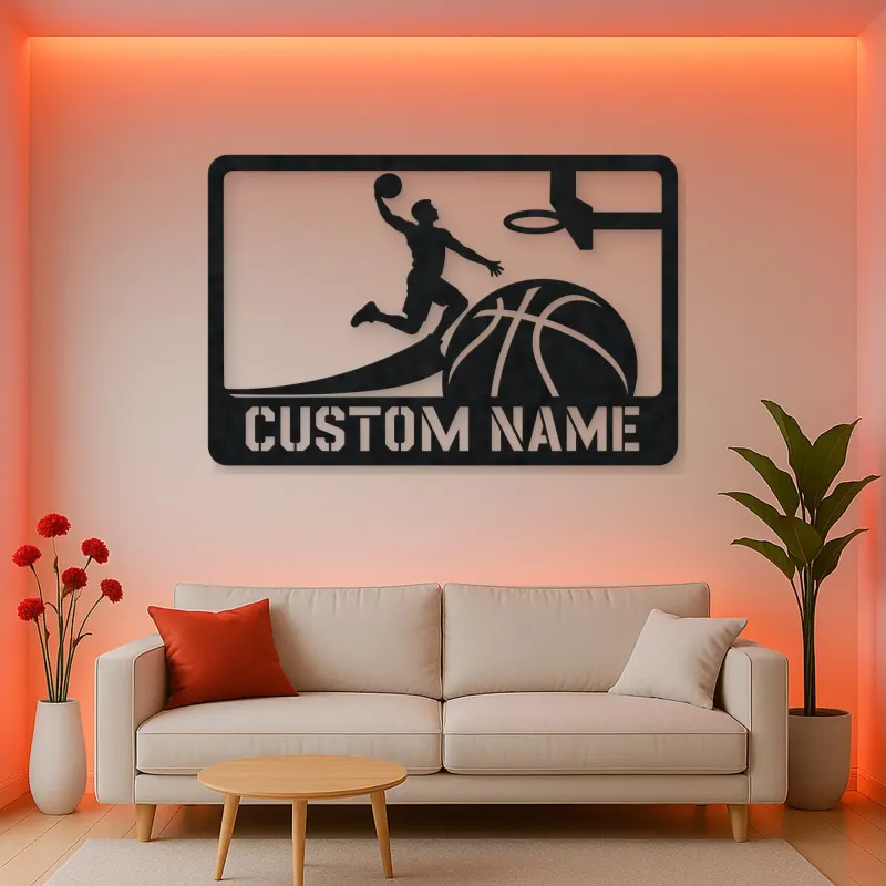 Personalized Basketball Slam Dunk Metal Wall Art