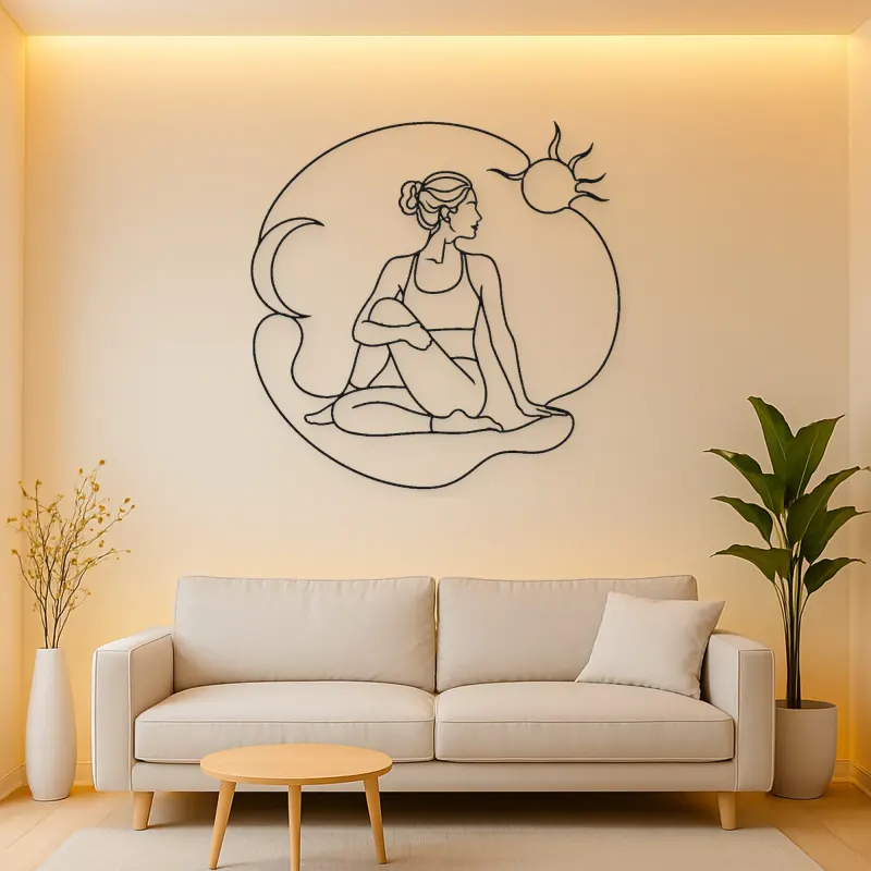 Twisted Chair Flow Metal Wall Art | Yoga and Meditation Wall Decor