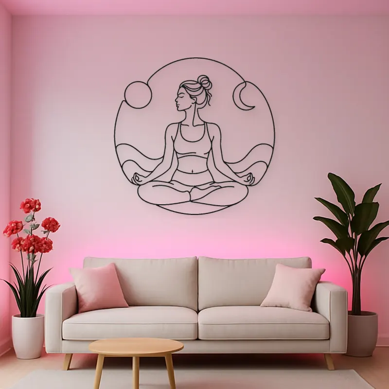 Lotus Pose Meditation Metal Wall Art | Yoga and Meditation Wall Decor