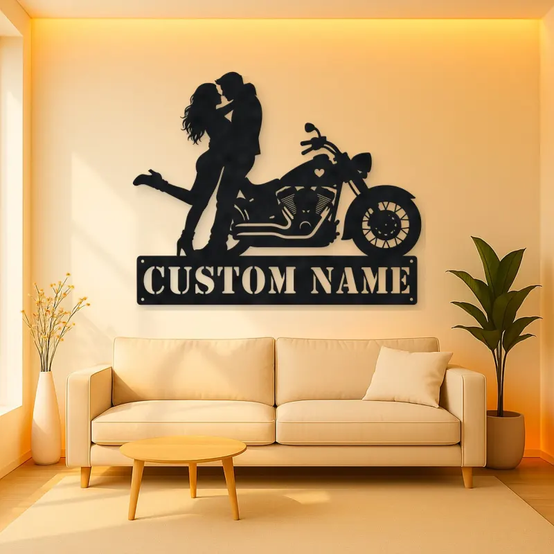 Personalized Classic Cruiser Couple Metal Wall Art