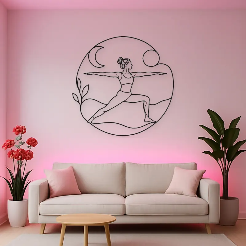 Warrior Two Horizon Metal Wall Art | Yoga and Meditation Wall Decor