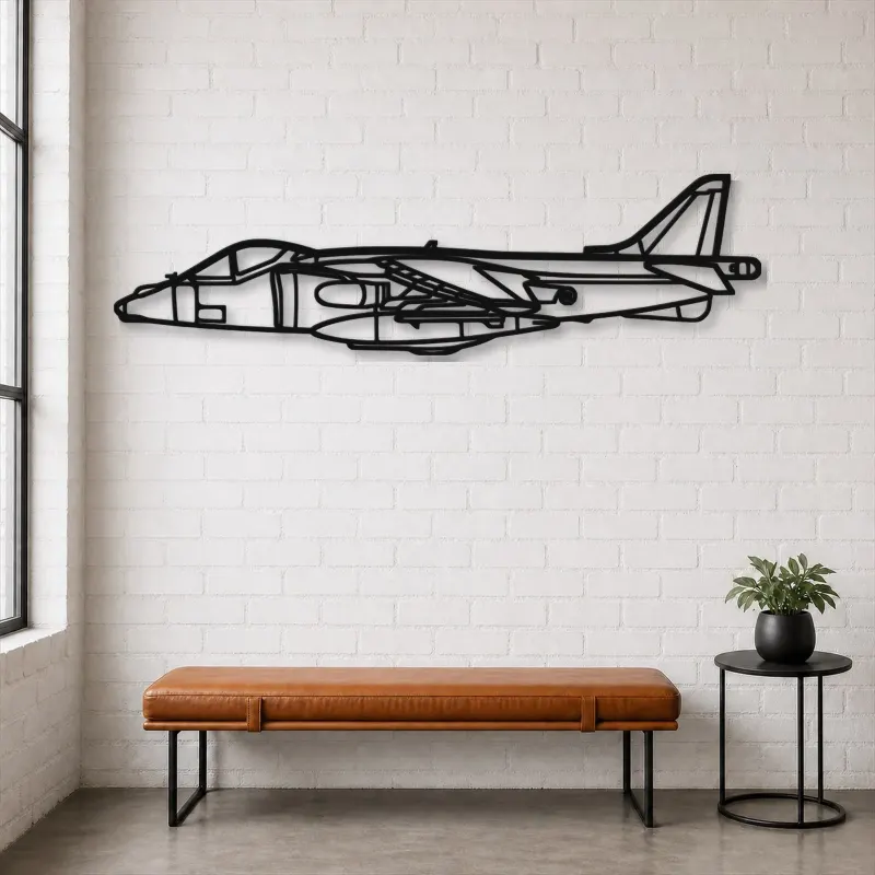 Silhouette d'avion Harrier GR7 en métal, Décoration murale aéronautique