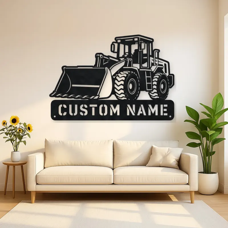 Personalized Compact Wheel Loader Low Bucket Metal Wall Art