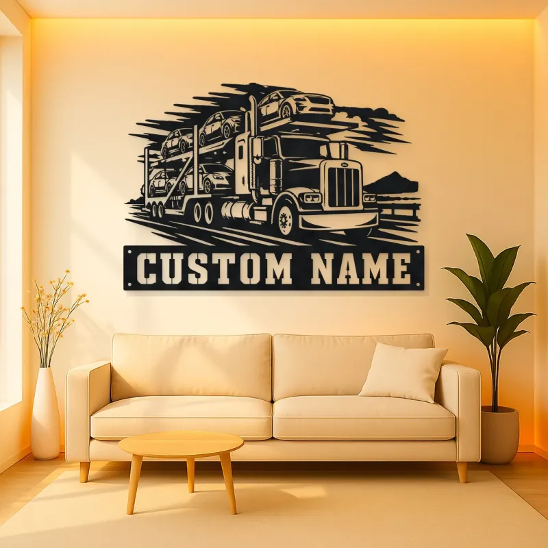 Personalized Car Carrier Semi Truck Metal Wall Art