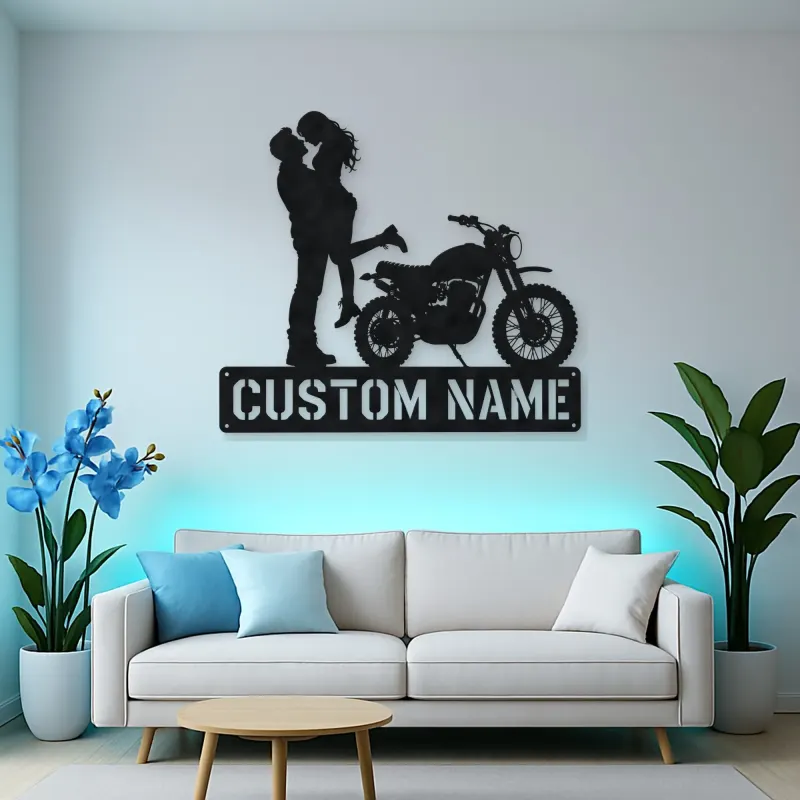 Personalized Dirt Bike Lifted Couple Metal Wall Art