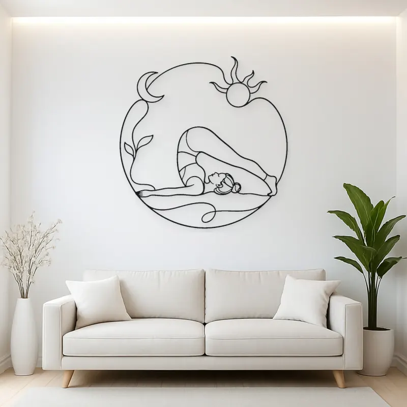 Plow Pose Curve Metal Wall Art | Yoga and Meditation Wall Decor
