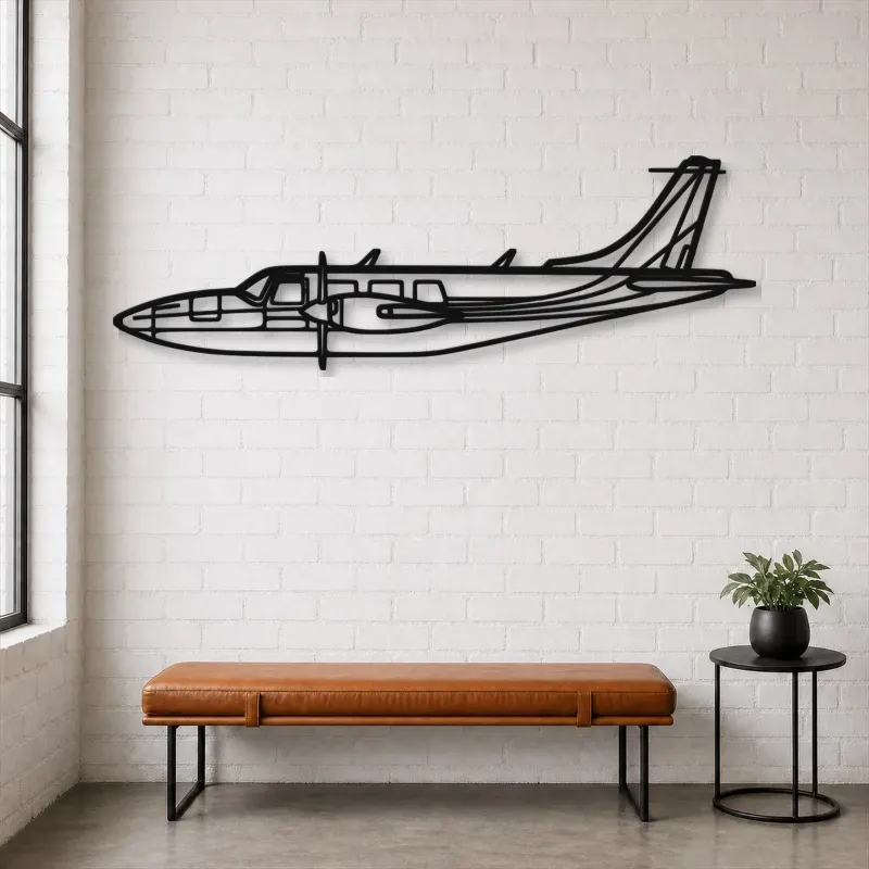 Silhouette en métal d'avion Piper Aerostar 600A, Décoration murale en métal, Décor aéronautique, Cadeau pour aviateur