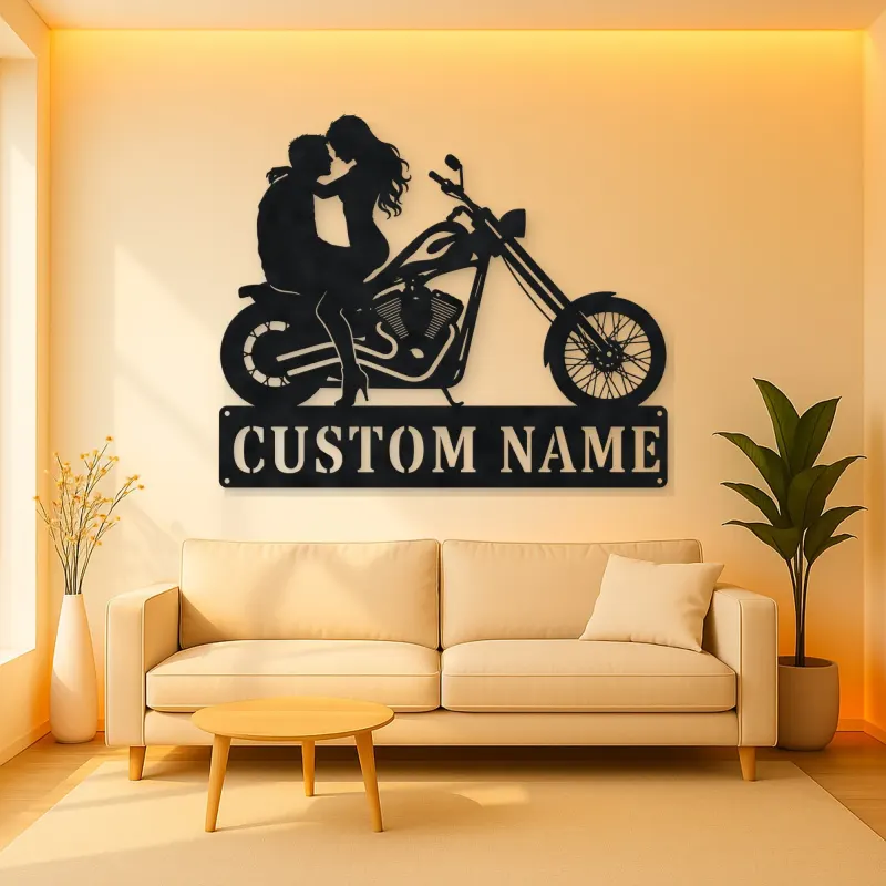 Personalized Chopper Couple Metal Wall Art