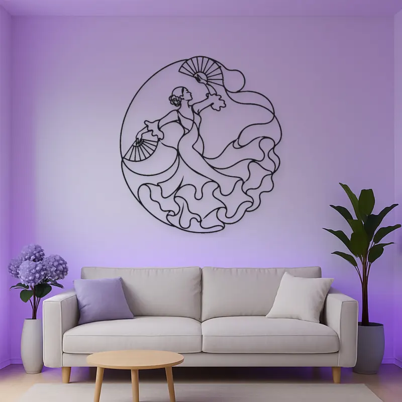 Sevillana Fan Dance Metal Wall Art | Dance Silhouette Wall Decor