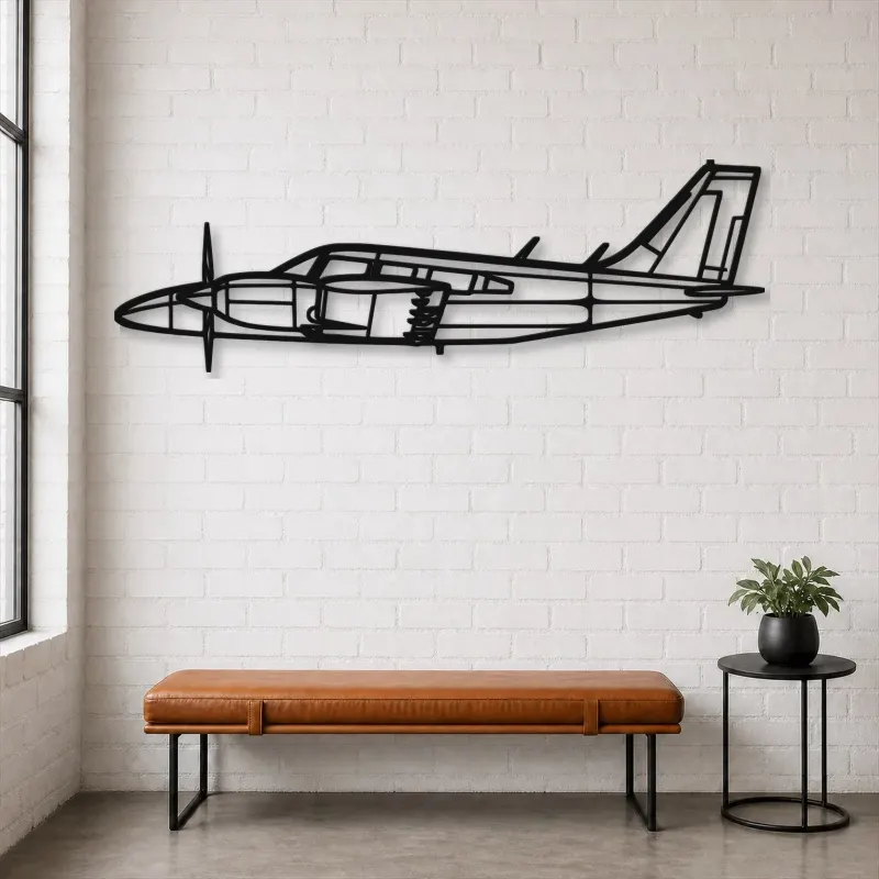 Silhouette d'avion PA-34-200T Seneca II en métal, Décoration murale en métal, Décor aéronautique, Décor d'aviation