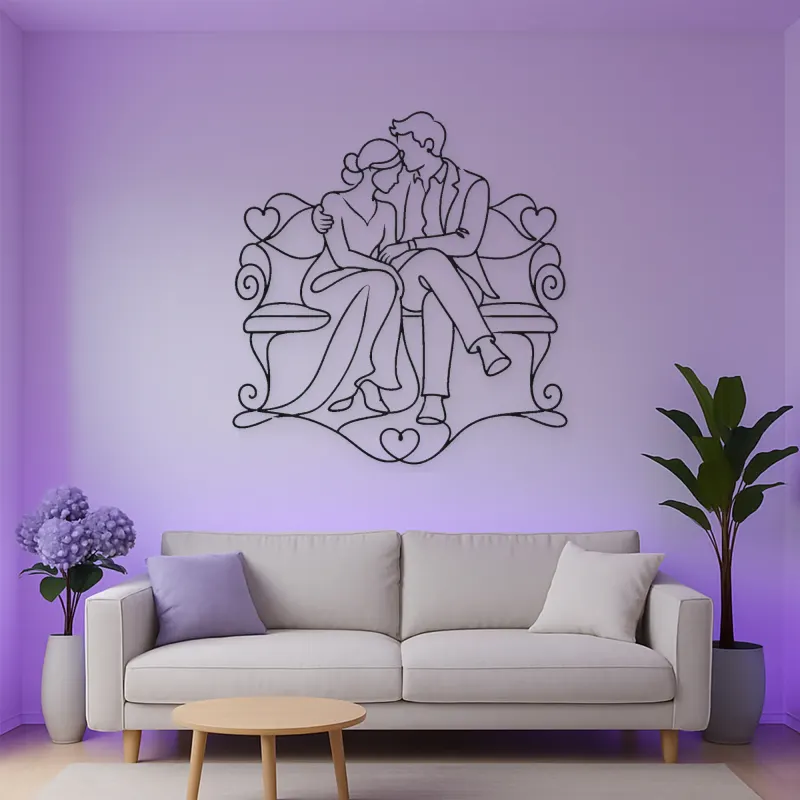 Bench Cuddle Pair Metal Wall Art | Romantic Couple Decor