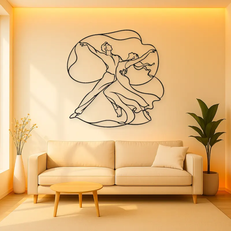 Contemporary Duet Curve Metal Wall Art | Couple Dance Wall Decor