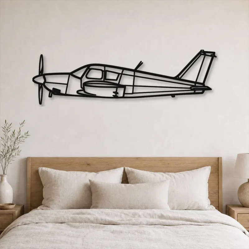 Silhouette d'avion PA-28 Cherokee en métal, Décoration murale en métal, Décor aéronautique, Décor d'aviation